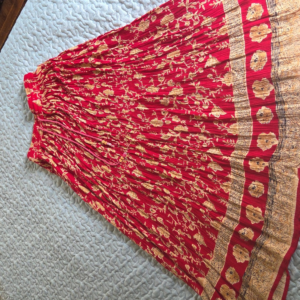 Red Boho Maxi Skirt - Picture 6 of 6